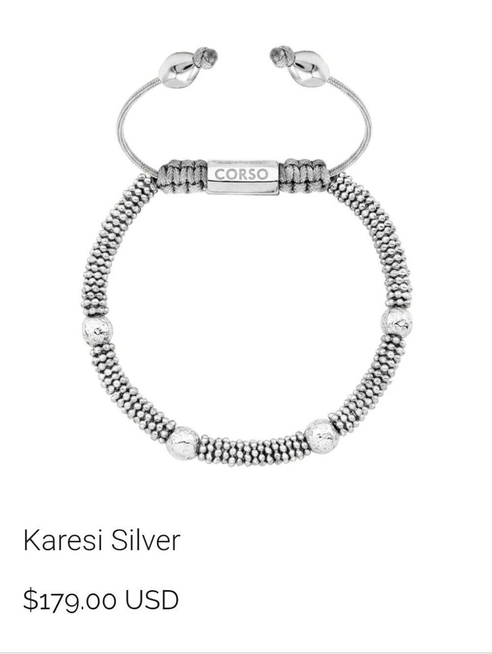 NWT! CORSO KARESI BRACELET - SILVER - SIZE MEDIUM